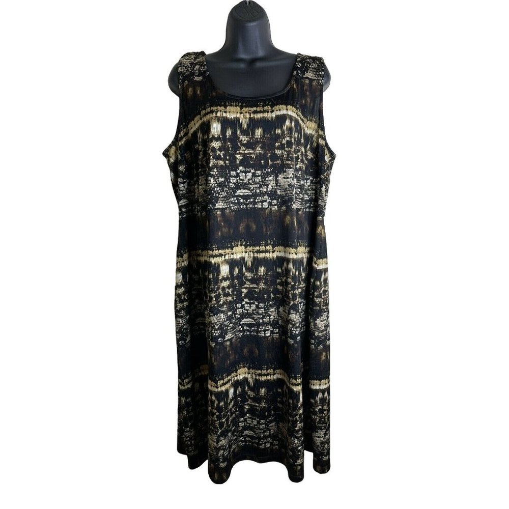 Catherines Dress Womens Plus Size 1X Sleeveless Brown Neutral Stretch